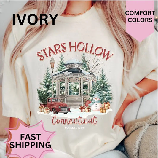 Stars Hollow Christmas T-Shirt, This Mama Loves Her Cookies, Christmas Shirt Custom Direct to Garment Printed in USA Casual Fabric