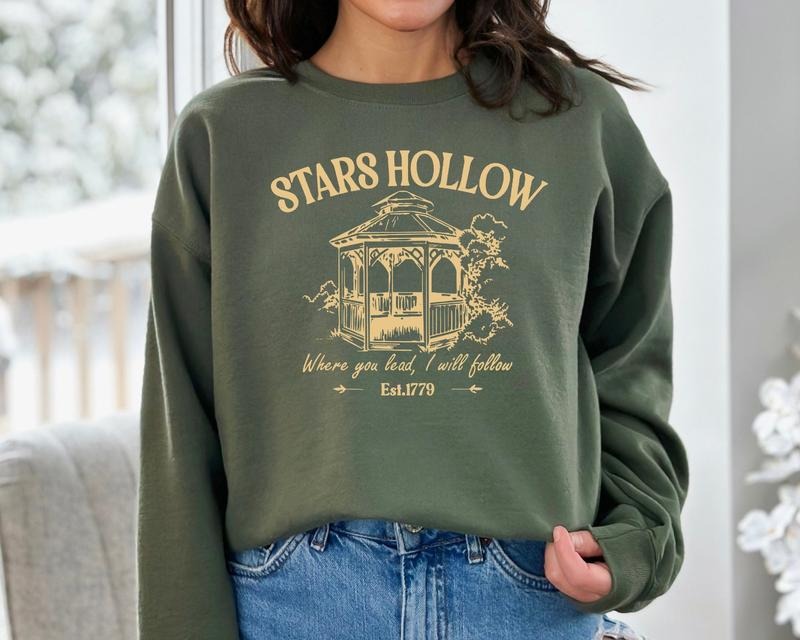 Stars Hollow Sweatshirt, Stars Hollow Where You Lead I Will Follow Hoodie, Vintage Style Lukes Diner Sweater, Autumn Festival Womenswear Shirt, Book Lover Gift