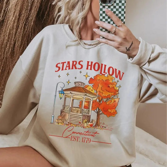 Stars Hollow Sweatshirt,Stars Hollow Connecticut Est. 1779 ~ Unisex Apparel Relaxed Fit Printed In The USA Clothing Womenswear Casual Love , Sweatshirt hot trend 2025, Sweatshirt best selling, Sweatshirt hot tiktok