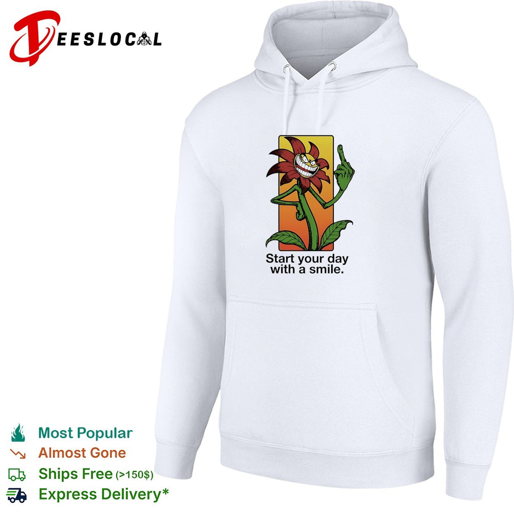 Start your day with a smile flower middle finger shirt