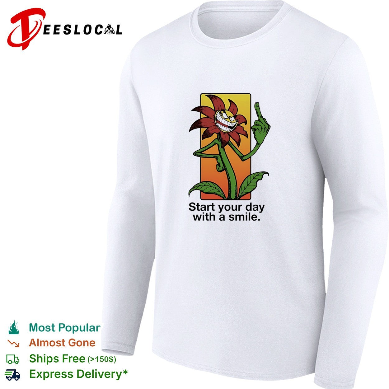 Start your day with a smile flower middle finger shirt