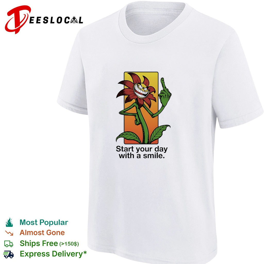 Start your day with a smile flower middle finger shirt