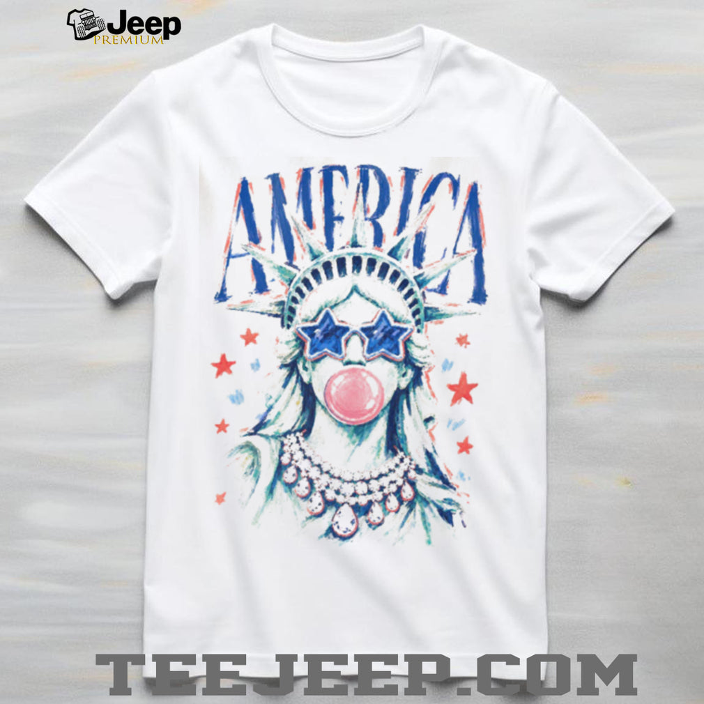 Statue of Liberty America Bubble Gum Star Sunglasses Patriotic Shirt
