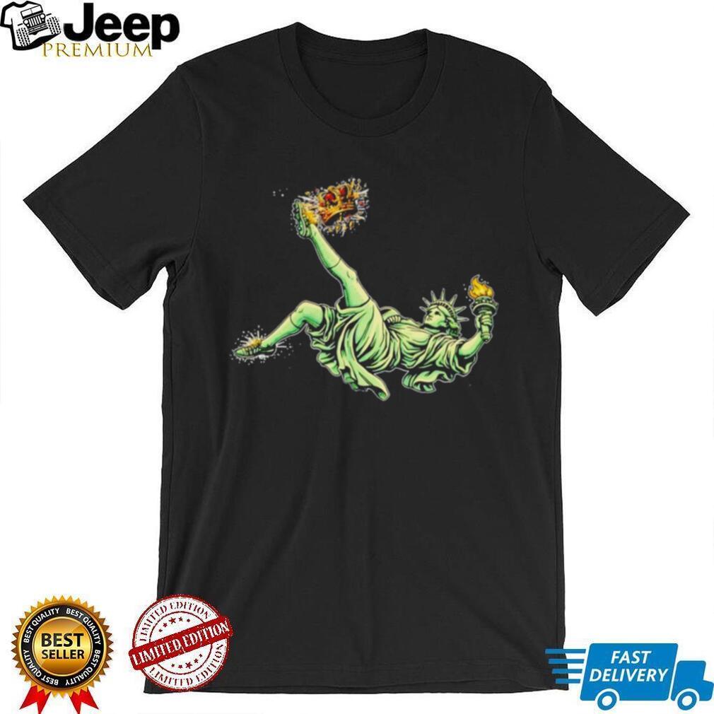 Statue of Liberty Bicycle Kick Soccer Crown Graphic T Shirt