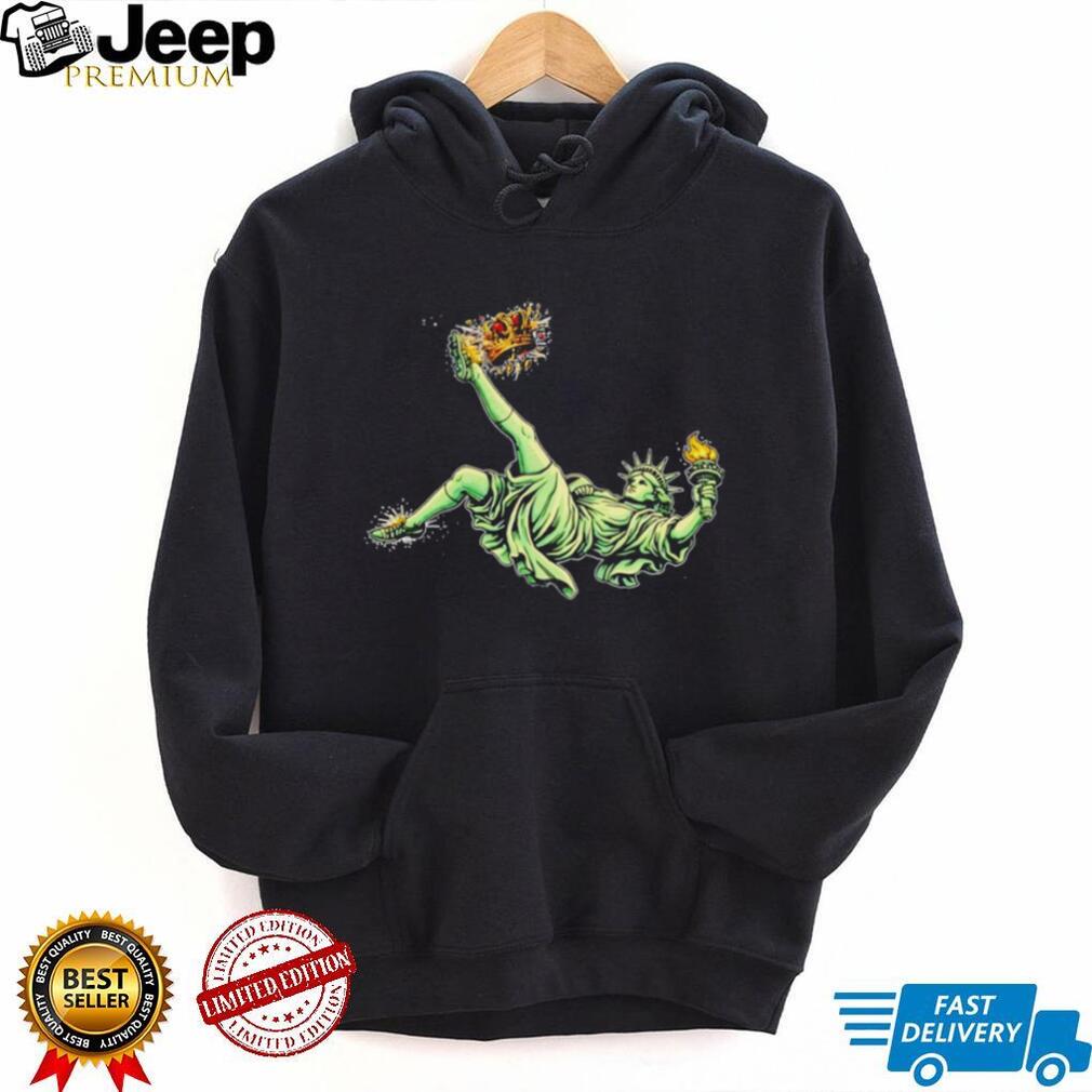 Statue of Liberty Bicycle Kick Soccer Crown Graphic T Shirt
