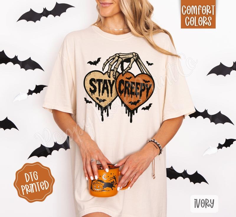 Stay Creepy Shirt Comfort Colors, Trendy Halloween Tshirt Hoodie, Sweatshirt | WearSparks.com