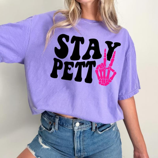 Stay Petty Shirt, Pretty But Petty Tee, Funny Women's Tops, Sarcastic Graphic Printed Adult T-shirt, Casual Basic Tops...