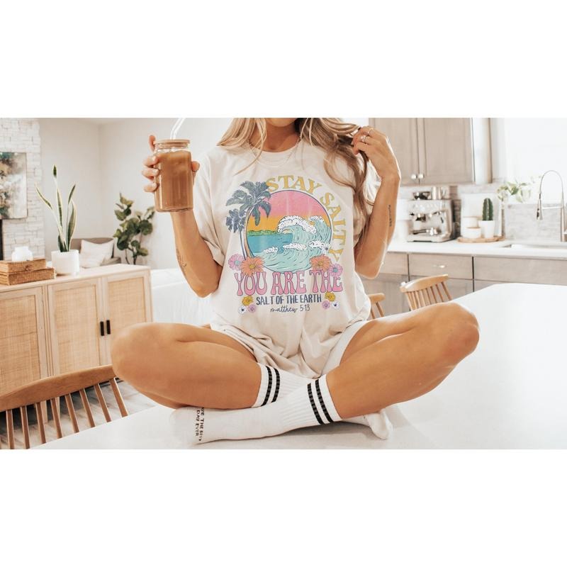 Stay Salty Bible Verse Shirt Christian Shirt Beach TShirt Faith Based Shirt Christian T Shirts Jesus Shirt Trendy Modest Christian Shirts