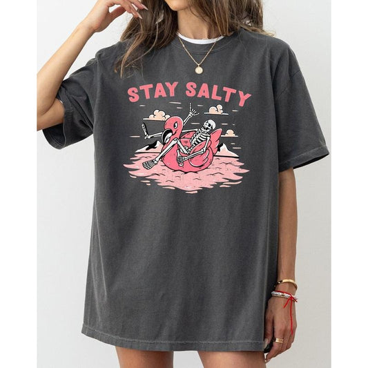 Stay Salty, Skeleton, Funny, Ghost, Spooky, Witch, Aesthetic, Meme, Halloween, Costume, Tshirt, Women's, Comfort Colors Tee, Spooky, Tshirt, Witch, Pumpkin, Ghost, Skeleton