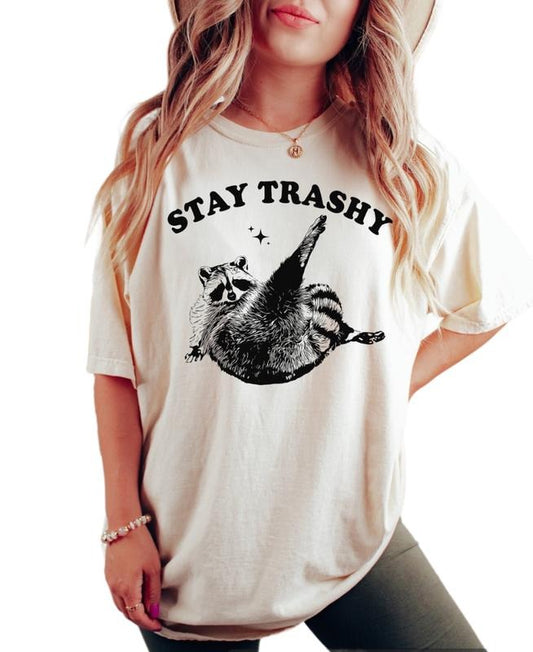 Stay Trashy Shirt, Racoon Shirt, Meme Graphic T Shirt, Raccoon Lover Gift, Funny Graphic Shirt, Unisex T-Shirt, Gifts For Women Her, Short Sleeve Tee Shirt, Gifts For Birthday Mothers Day Christmas Anniversary Thanksgiving mom