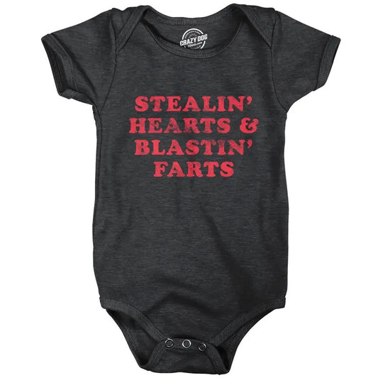Stealin Hearts and Blastin Farts Baby Bodysuit Funny Cute Stinky Newborn Jumper Funny Baby Onesies Love Onesie for Baby Funny Funny Black