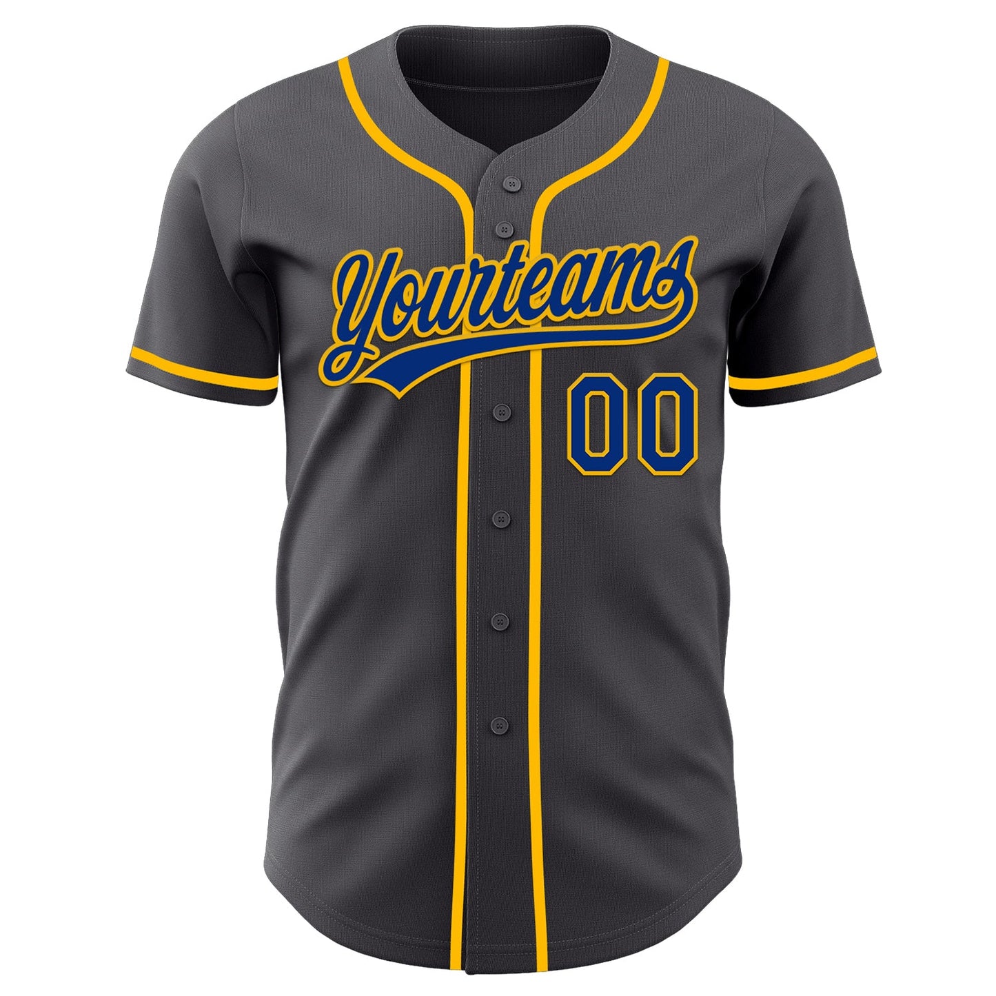 Custom Steel Gray Royal-Gold Authentic Baseball Jersey
