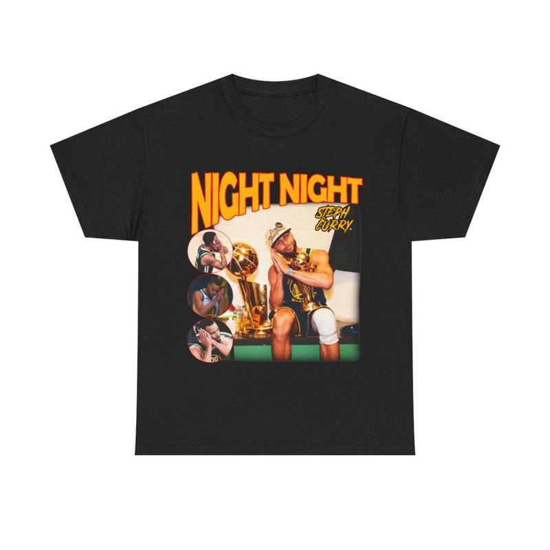 Stephen Curry | "Night Night" | Heavy Cotton Tee Basketball Bootleg Style T-Shirt, Graphic T-Shirt, Shirt, Retro Basketball Shirt Casual Menswear Top Classic Smooth Underwear Tshirt Man Streetwear Shortsleeve Crewneck Sports Fan Tee Hooper Baller Finds