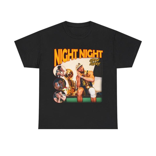 Stephen Curry | "Night Night" | Heavy Cotton Tee Basketball Bootleg Style T-Shirt, Graphic T-Shirt, Shirt, Retro Basketball Shirt Casual Menswear Top Classic Smooth Underwear Tshirt Man Streetwear Shortsleeve Crewneck Sports Fan Tee Hooper Baller Finds