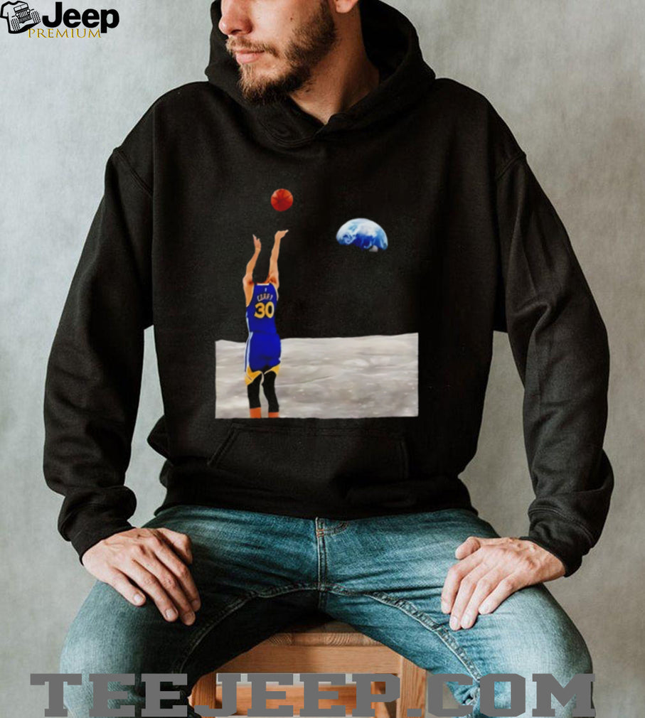 Stephen Curry 30 Moon Shot Space Dunk Earth View Basketball Graphic T Shirt