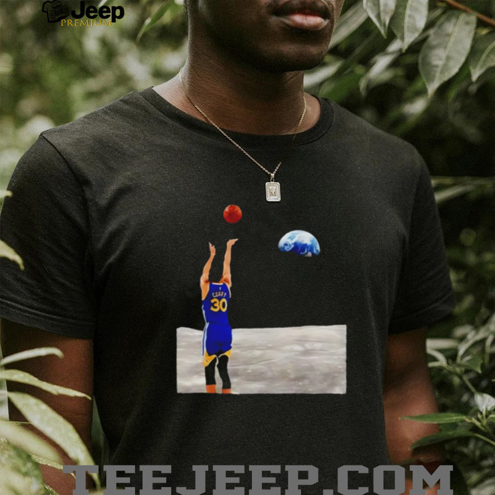Stephen Curry 30 Moon Shot Space Dunk Earth View Basketball Graphic T Shirt