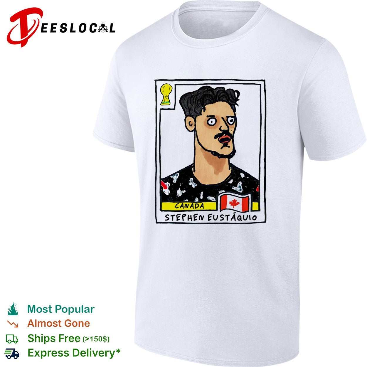 Stephen Eustáquio Canada soccer player caricature collectible card shirt