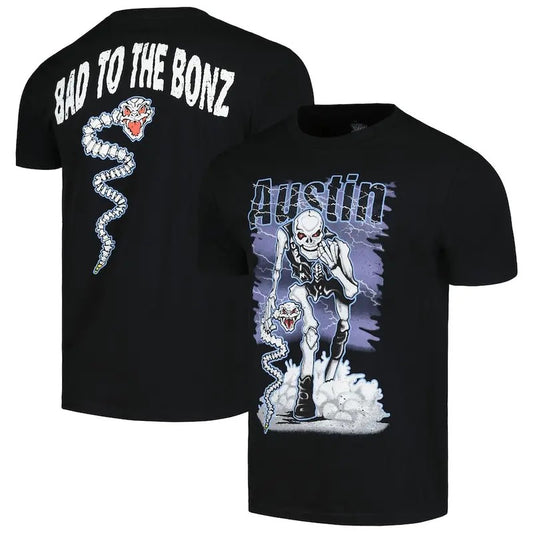 Steve Austin Bad to The Bonz Graphic T-Shirt, Doodle Metal Style Skeleton Stone Cold Bootleg Style Graphic Shirt, Austin...