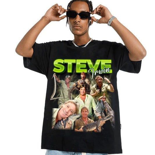 Steve lrwin Vintage Graphic 90s Tshirt, Crocodile Hunter Tee, Animal Lover Gift, Wildlife Conservation Shirt, Movie Character Tee, Unisex T-Shirt, Gifts For Men Women, Short Sleeve Tee Shirt