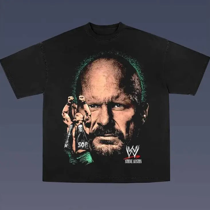 Stone Cold Vintage Graphic Tees, Steve Austin Tshirt, Wrestling T-Shirt, WWE Shirts, Unisex Vacation Outfits Top Menswear Womenswear Streetwear