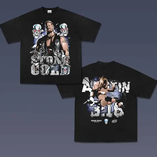 Stone Cold Vintage Graphic Tees, Wrestling Tshirt, Wrestler T-Shirt, WWE Shirts, Unisex Vacation Outfits Top Menswear Womenswear Streetwear Summer Crewneck