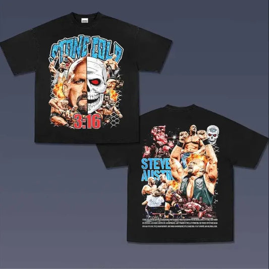 Stone Cold Vintage Graphic Tees, Wrestling Tshirt, Wrestler T-Shirt, WWE Shirts, Unisex Vacation Outfits Top Menswear Womenswear Streetwearstyle{n002}2
