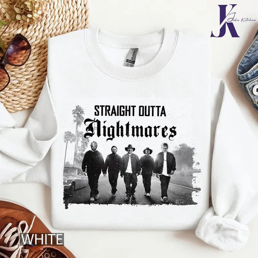 Straight Outts Nightmares Halowen Shirt, Halloween Horror Characters Shirt, Retro Halloween Shirt, Horror Halloween Shirt, Scary movie Shirt, Horror Shirt