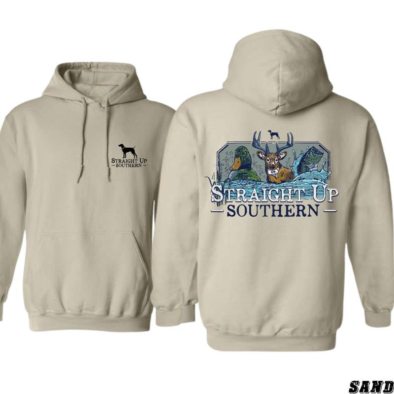 Straight Up Southern Hoodie - Featuring Bold Deer, Duck, and Fish Graphics, camo country hoodies, men's country clothing,...