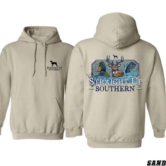 Straight Up Southern Hoodie - Featuring Bold Deer, Duck, and Fish Graphics, camo country hoodies, men's country clothing,...