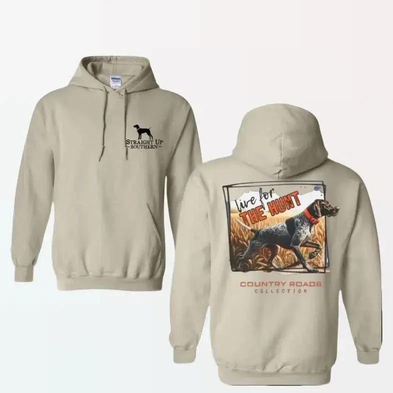 Straight Up Southern Hoodie - Live for the Hunt Design Featuring Hunting Dog and Outdoor Graphics, Perfect for Hunting...