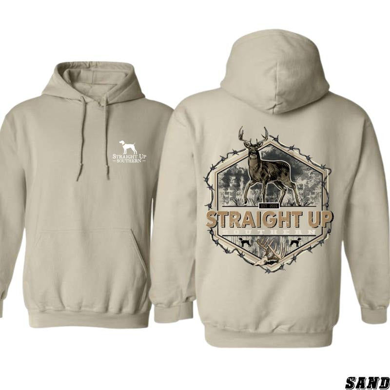 Straight Up Southern Hoodie - Rustic Deer Design, CountryBoy Clothing, Perfect for Outdoor Enthusiasts, Comfortable and...