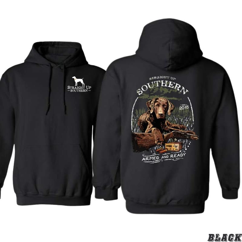 Straight Up Southern Hoodie - Rustic Dog Design, Perfect for Outdoor Enthusiasts, Ideal for Southern Style, Warm and...
