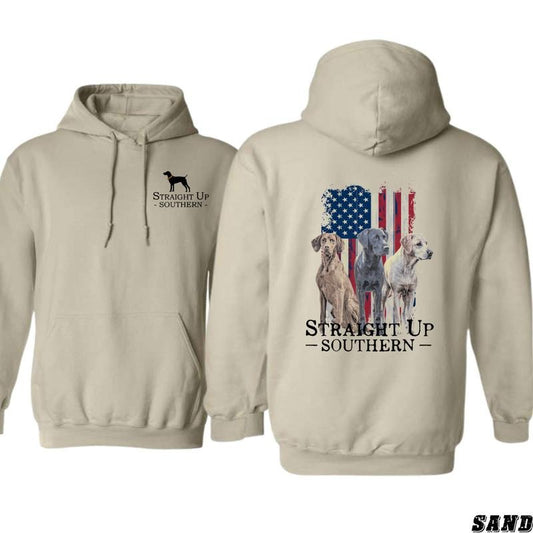 Straight Up Southern Sand Hoodie - Hoodies for Country Girls, Patriotic Dog Graphic, Southern Pride Sweatshirt, American...