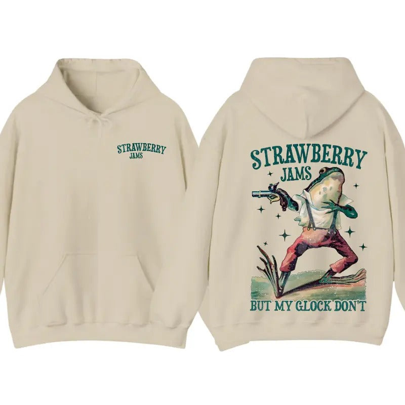 Strawberry Jams But My Glock Don't Vintage Graphic T-Shirt Sweatshirt Hoodie, For Men And Women | WearSparks.com
