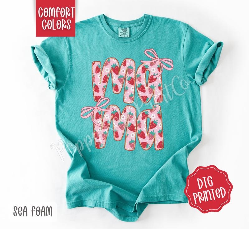 Strawberry Mama Comfort Colors Shirt, Cute Summer Tshirt, Trendy Women's Tee, Gift for Her Graphic Print T-Shirt