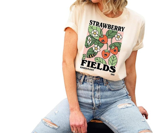 Strawberry Shirt, Strawberry Clothes, Garden Shirt, Botanical Tee, Strawberry Print, Unisex T-Shirt, Gifts For Friends Sister, Short Sleeve Tee Shirt, Gifts For Birthday Mothers Day Christmas