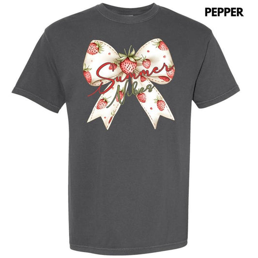 Strawberry Summer Bow Comfort Colors T-Shirt 'NLB'
