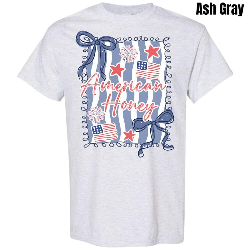 Striped American Honey Gildan Short Sleeve T-Shirt 'NLB' Hoodie, Sweatshirt | WearSparks.com