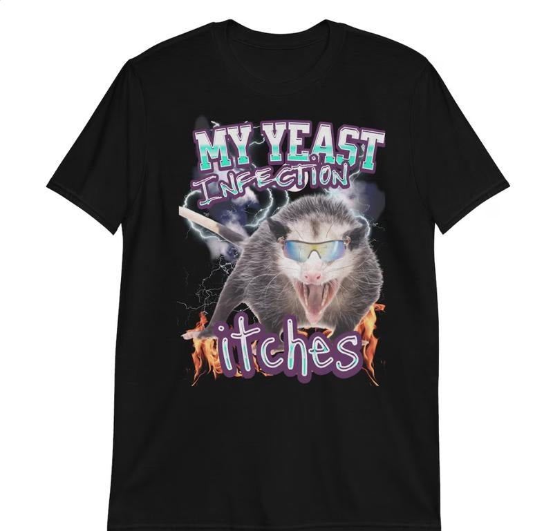 Stylish my yeast infection itches shirt,funny opossum meme tshirt,Funny Women's Graphic Tee,Offensive Shirt, Funny Gift for Wife,cute - graphic t shirt  Womenswear
