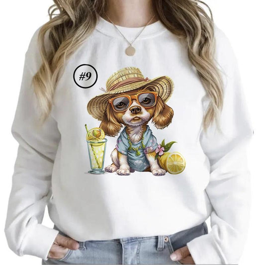 Summer Dogs Cute Funny Sweatshirts Beach Sunny Day Hoodie Cocktail Summer T-shirt Hunting Season Unisex 2 Cotton Womenswear