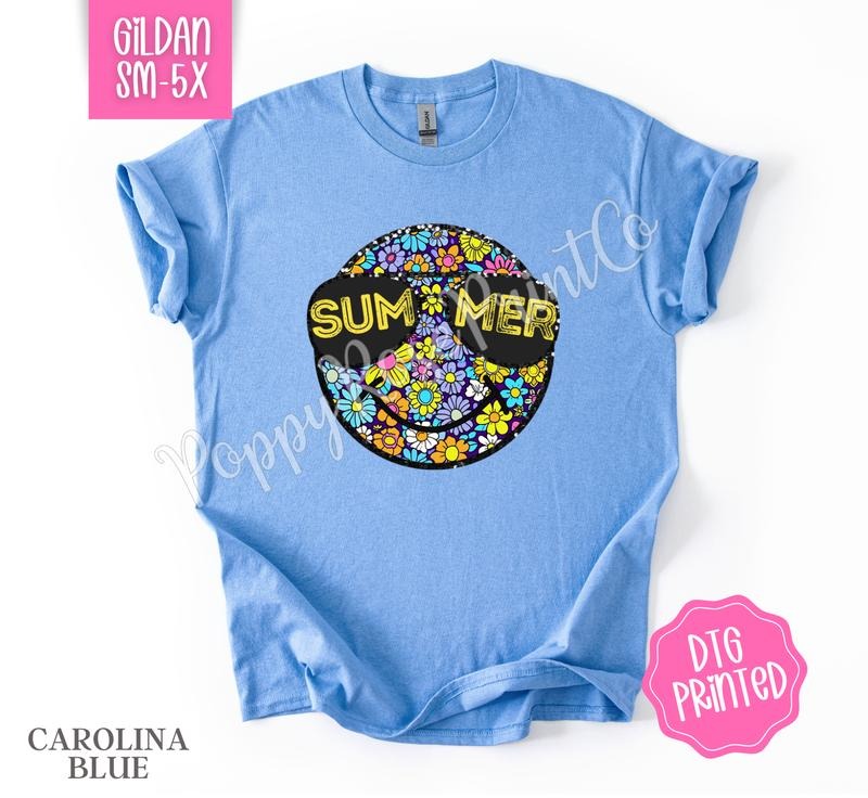 Summer Smiley Gildan Tshirt , Summer Tee, Cute Women's Shirt, Gift For Her Hoodie, Sweatshirt | WearSparks.com