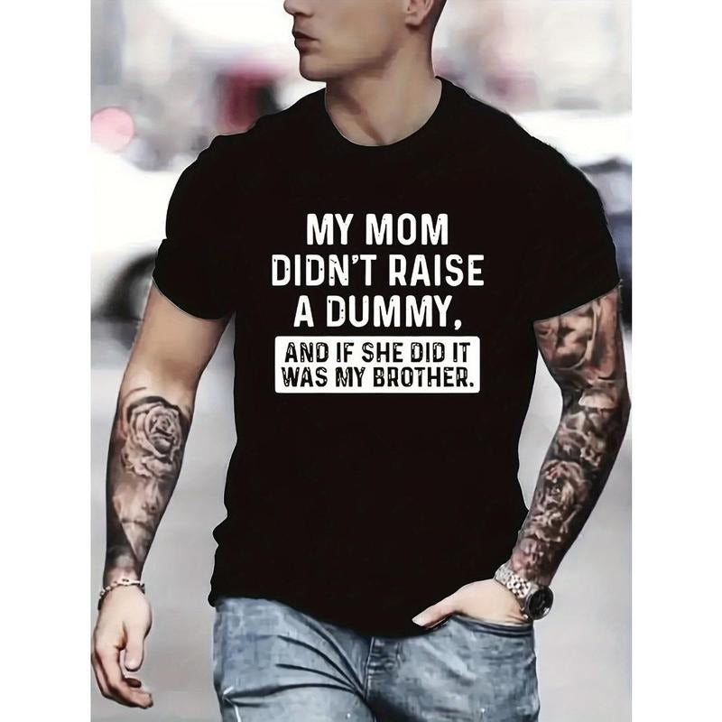 Summer vibe: Bold and humorous printed crew neck T-shirt - elastic, opaque fabric, all-season style Made in USA