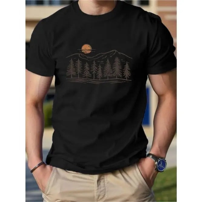 Sun Mountains Woods Men's Cotton T-shirt Comfortable EditionMade in USA