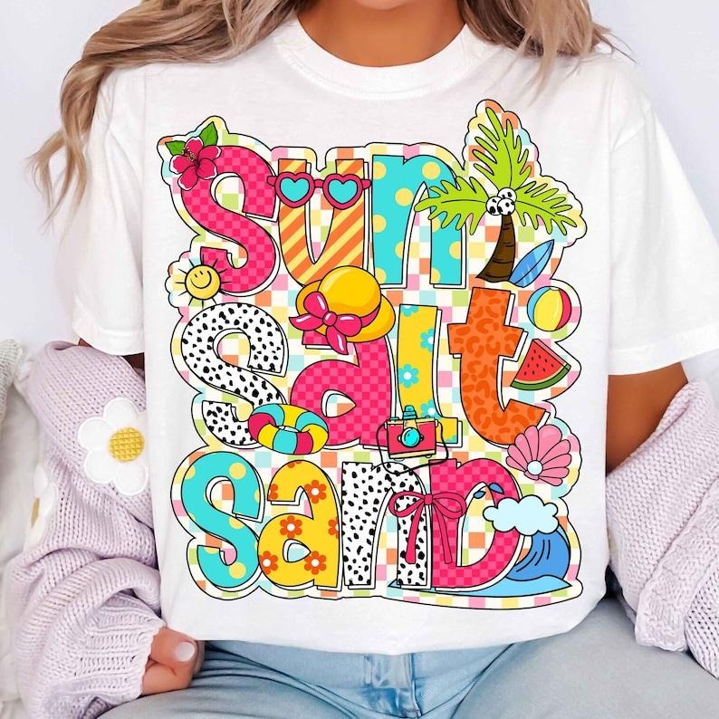 Sun Salt Sand Retro Beach Checkered Summer Vibes Beach Life T-Shirt Hoodie, Sweatshirt | WearSparks.com