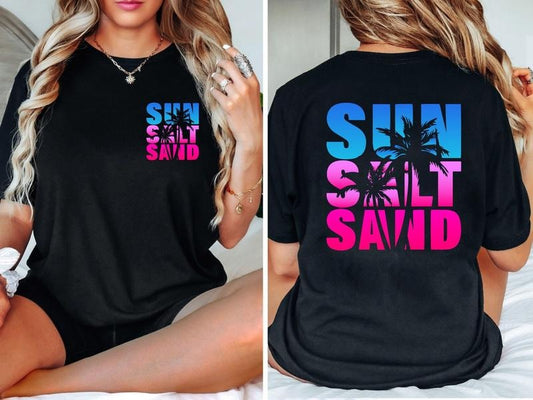 Sun Sand Salt Beach Shirt, Summer, Trendy Beach Shirts For Women, Summer Vacation Shirts, Womens Oversized Beach Shirt...