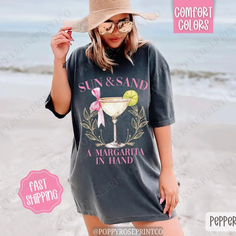 Sun and Sand Margarita Comfort Colors Shirt, Cute Cocktail Tshirt, Trendy Margarita Tee Hoodie, Sweatshirt | WearSparks.com