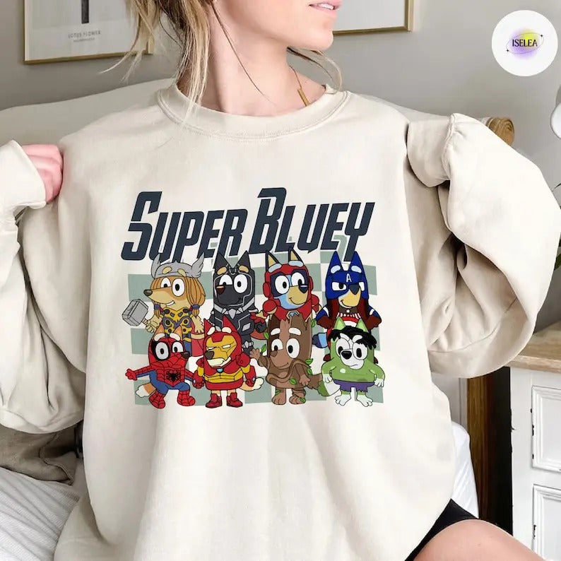 Super Bluey Tshirt, Super Bluey Avengers Shirt, Bluey Family Shirts, Bluey Birthday Party Shirts, Bluey Toddler Shirts
