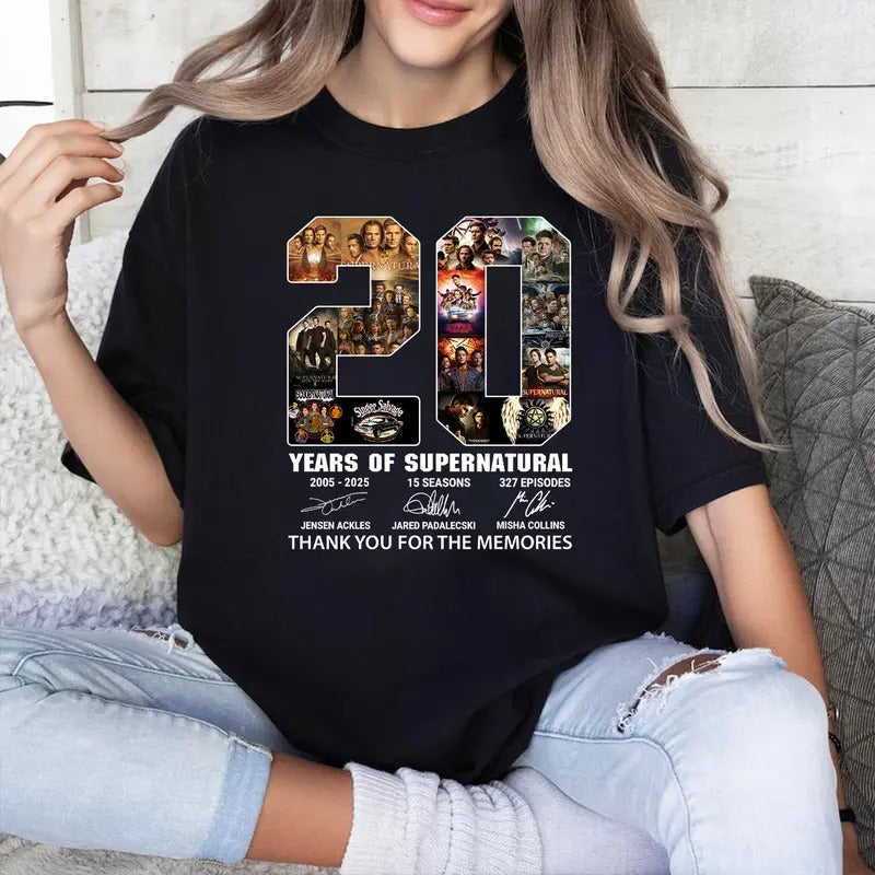 Supernatural 20 Year T-Shirt, Supernatural Vintage T Shirt, Gift For Woman and Man Unisex T-Shirt Sweatshirt Hoodie Casual Cotton