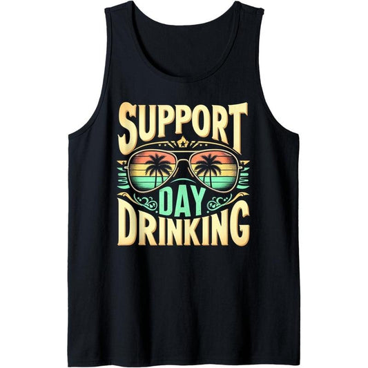Support Day Drinking Funny Summer Beach Vacation Vintage Tank Top Made in USA