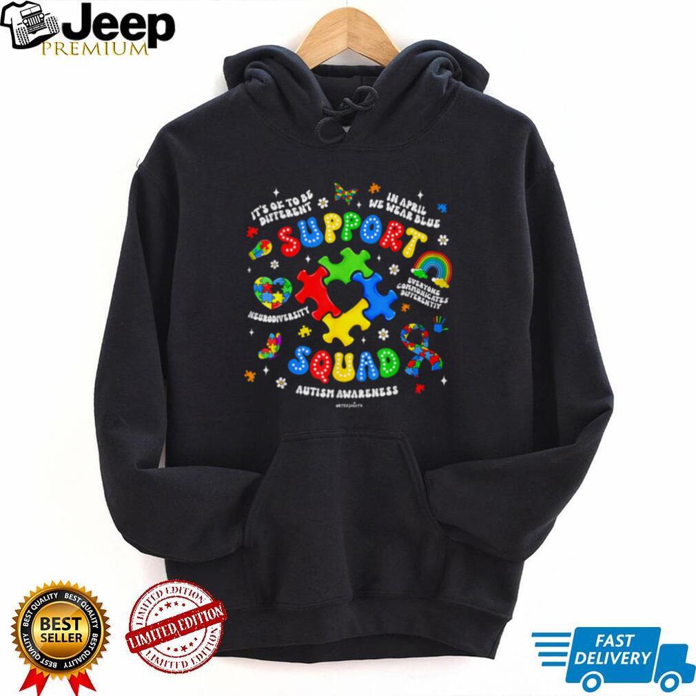 Support Squad Autism Awareness Colorful Puzzle Piece Team Graphic T Shirt